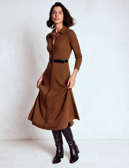 Rachel Gestrickes Hemdblusenkleid-Raue Umbra