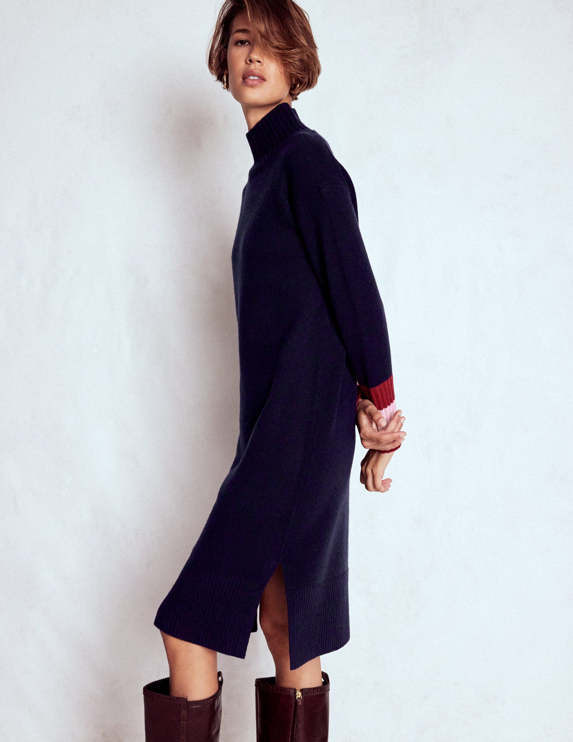Polly Strickkleid aus Merinowolle-Marineblau-1