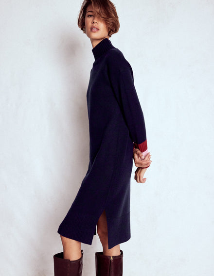 Polly Strickkleid aus Merinowolle-Marineblau