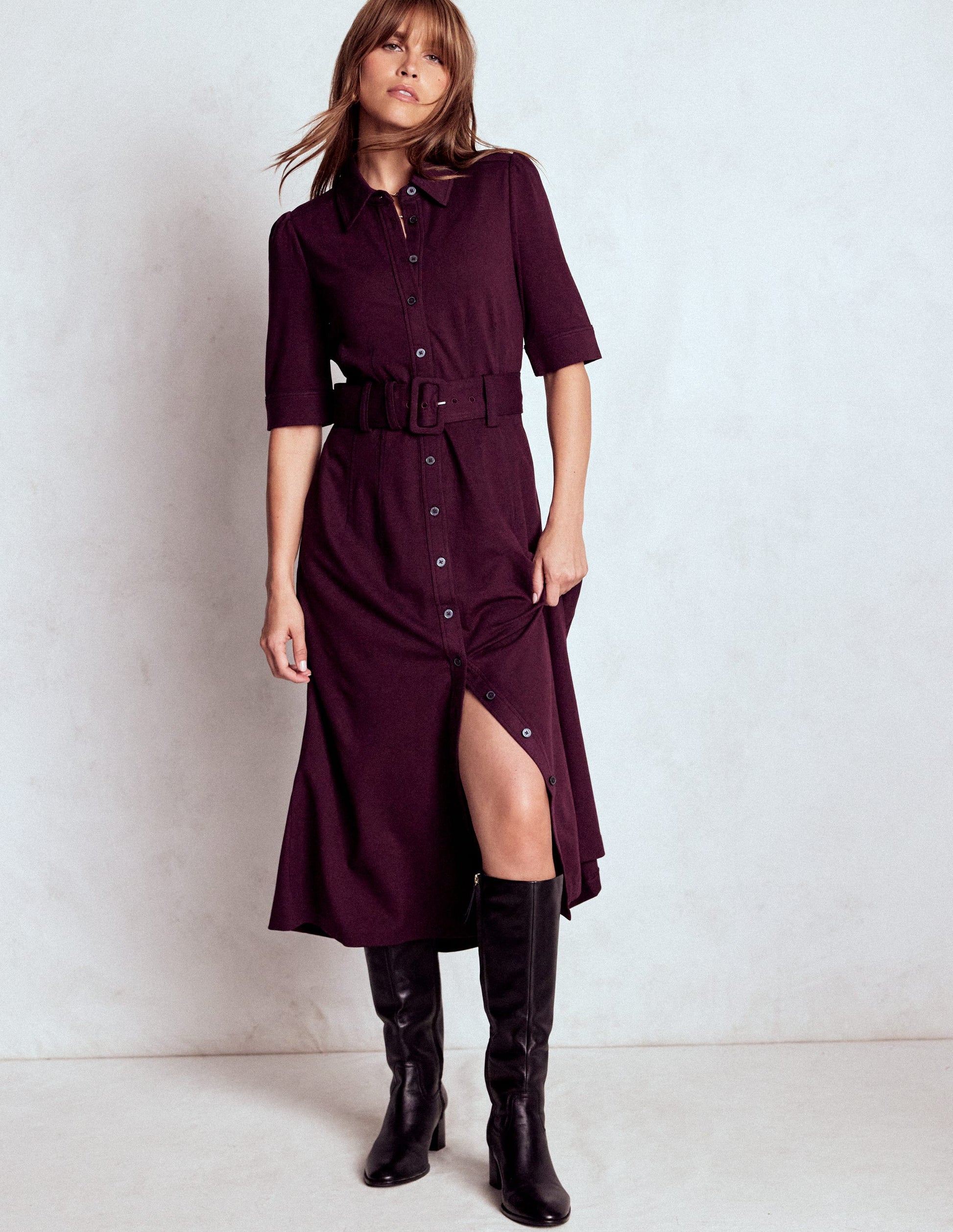 Anita Ponte-Hemdblusenkleid-Dunkle Kirsche-1
