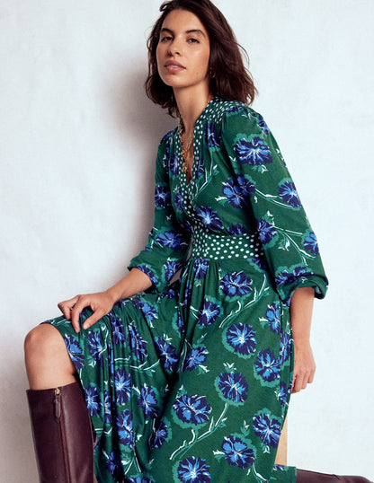 Lily Midikleid mit langen Ärmeln-Smaragdgrün, Zarte Nelke-2