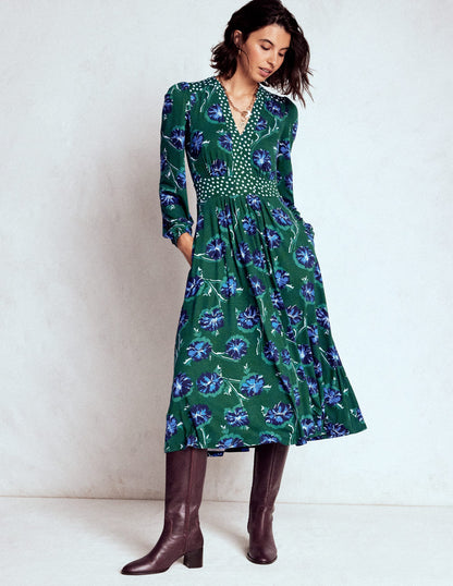 Lily Midikleid mit langen Ärmeln-Smaragdgrün, Zarte Nelke-5