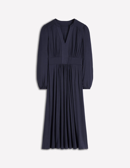 Lily Midikleid mit langen Ärmeln-Marineblau-5