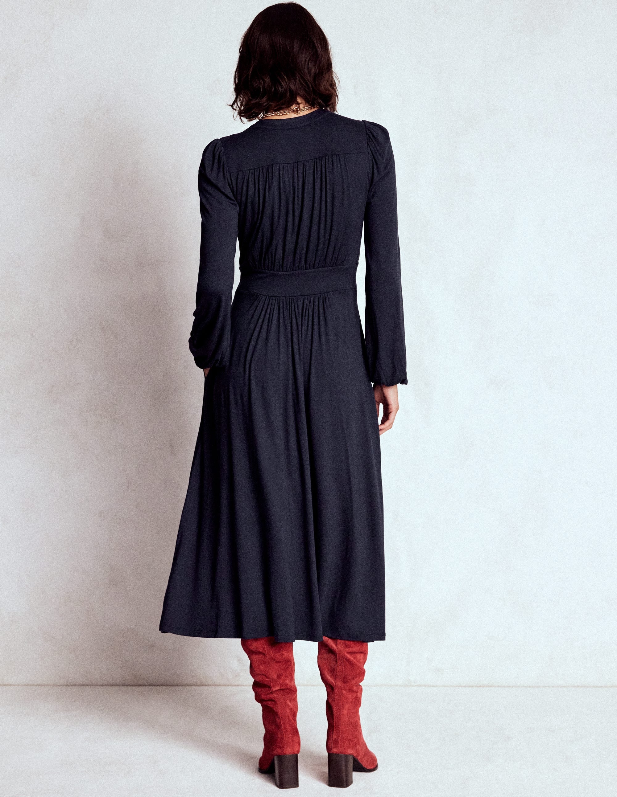 Lily Midikleid mit langen Ärmeln-Marineblau - Image 3
