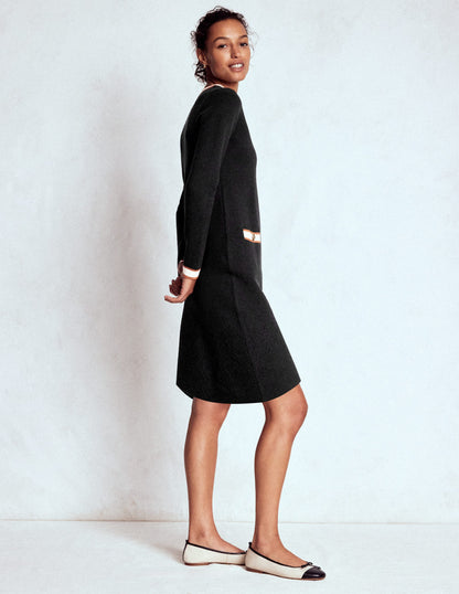 Holly Knitted Shift Dress-Black-1