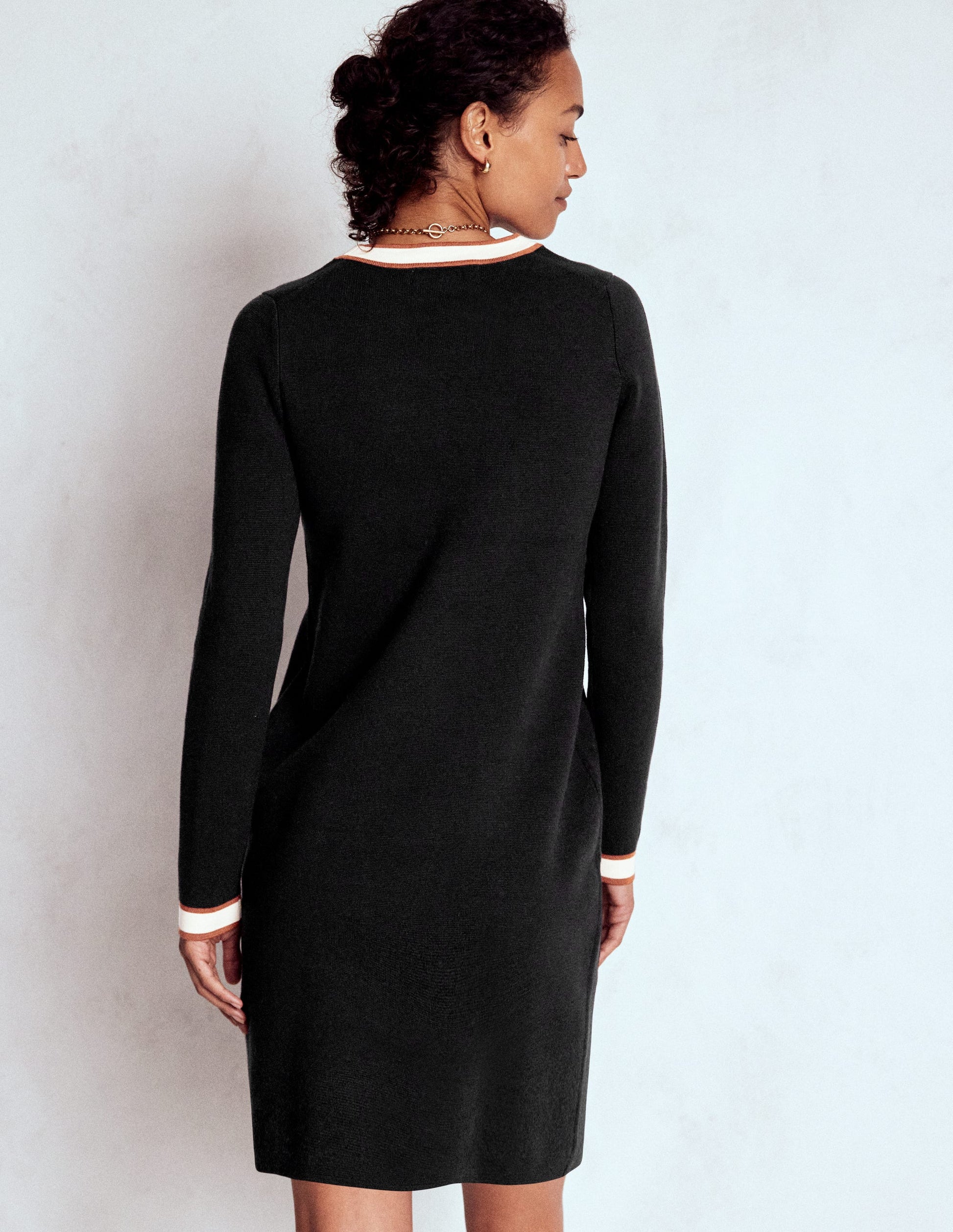 Holly Knitted Shift Dress-Black-3