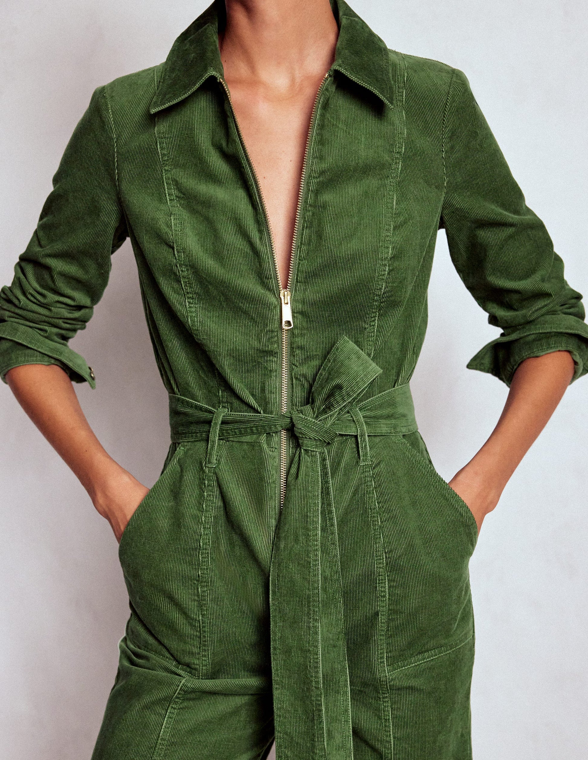 Cord-Jumpsuit mit Reißverschluss-Farn-2