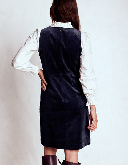 Annie Etuikleid aus Cord-Marineblau-3