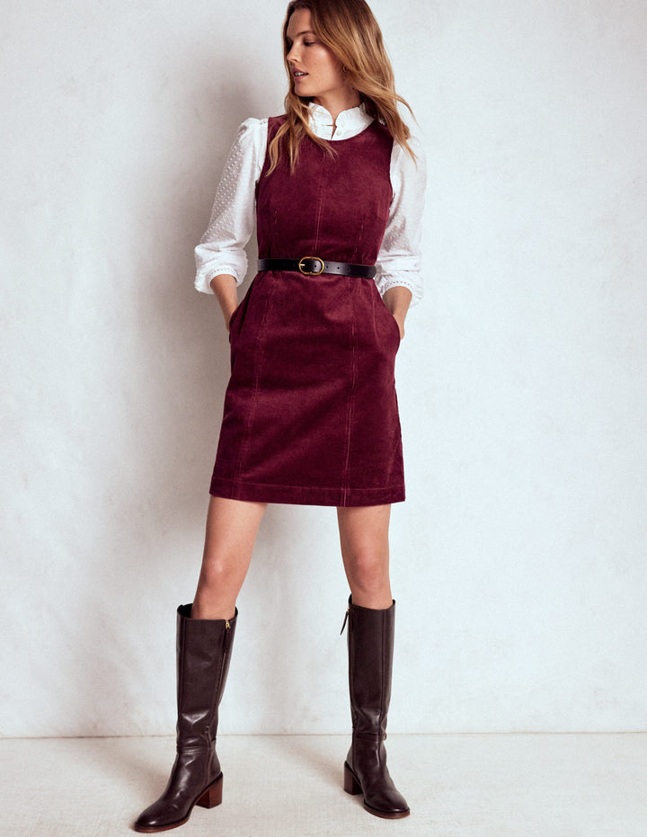 Robe droite Annie en velours côtelé-Glycine profond