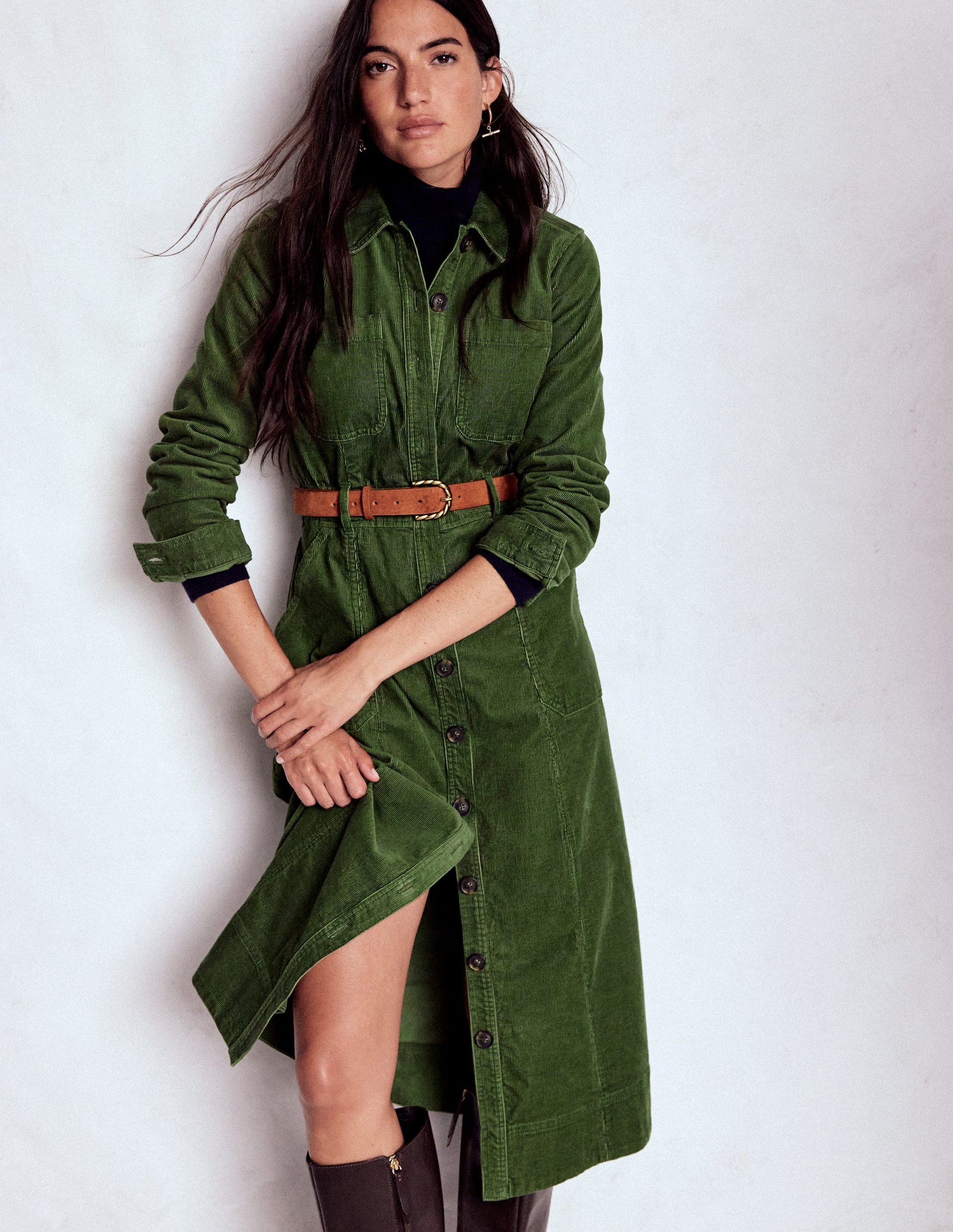 Amanda Midi-Cordkleid-Farn-4