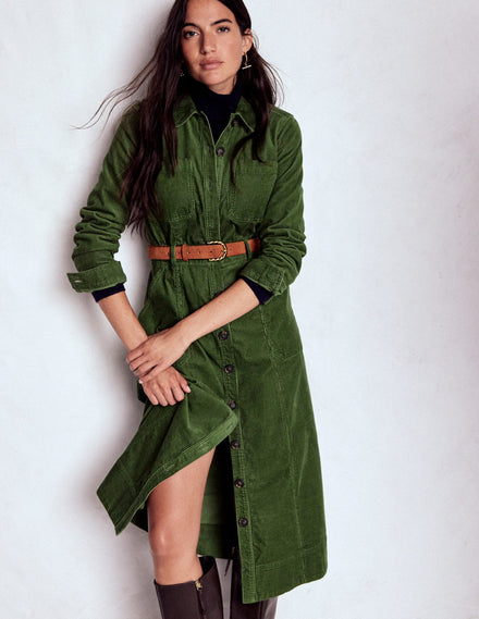 Amanda Midi-Cordkleid-Farn
