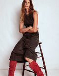 Ula Cord-Midikleid mit Kellerfalte-Espresso