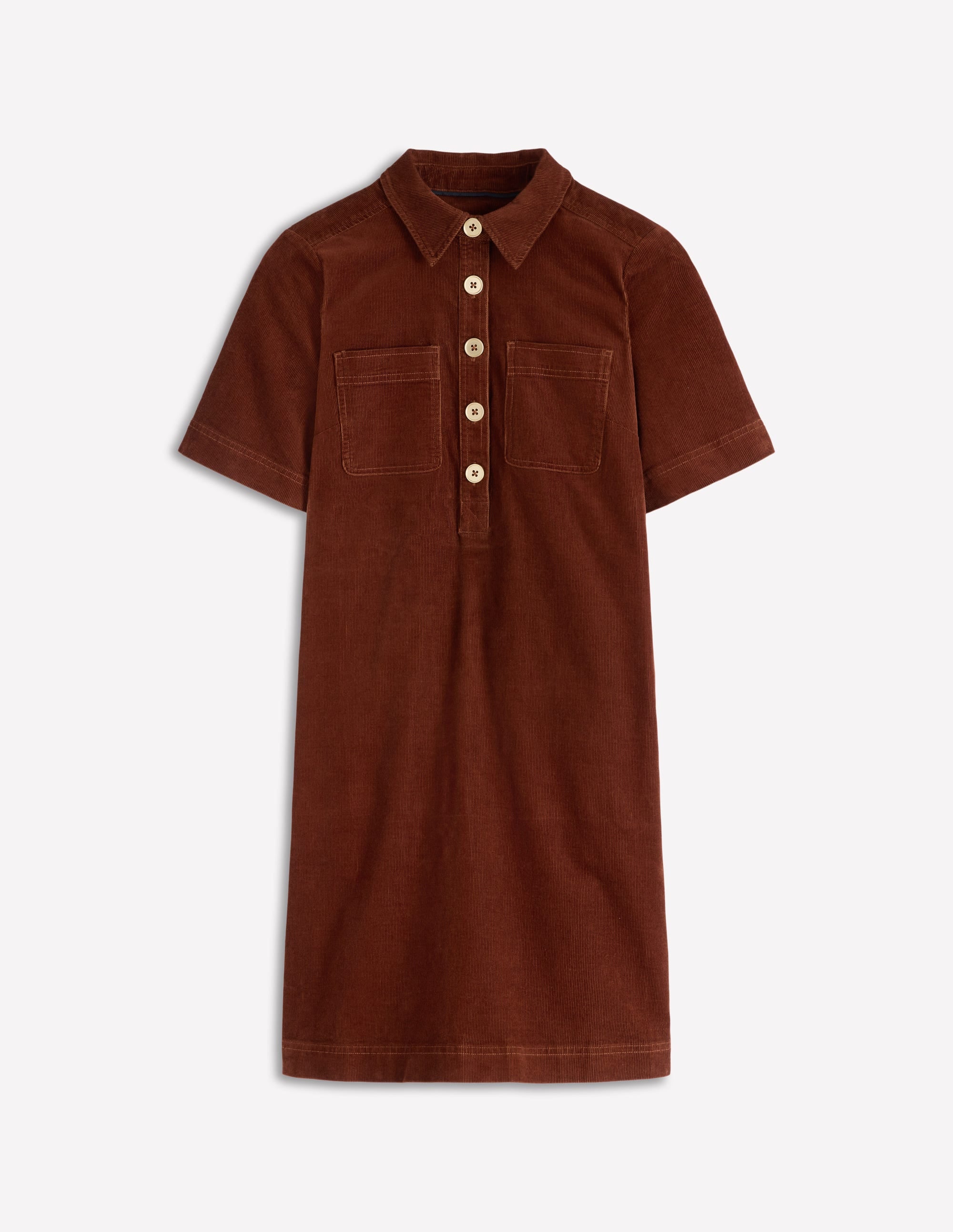 Zia Cord-Hemdblusenkleid mit Tasche-Kupferbraun - Image 6