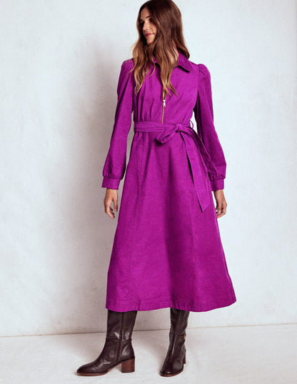Adelaide Cord-Midikleid mit Reißverschluss-Königliches Lila-4