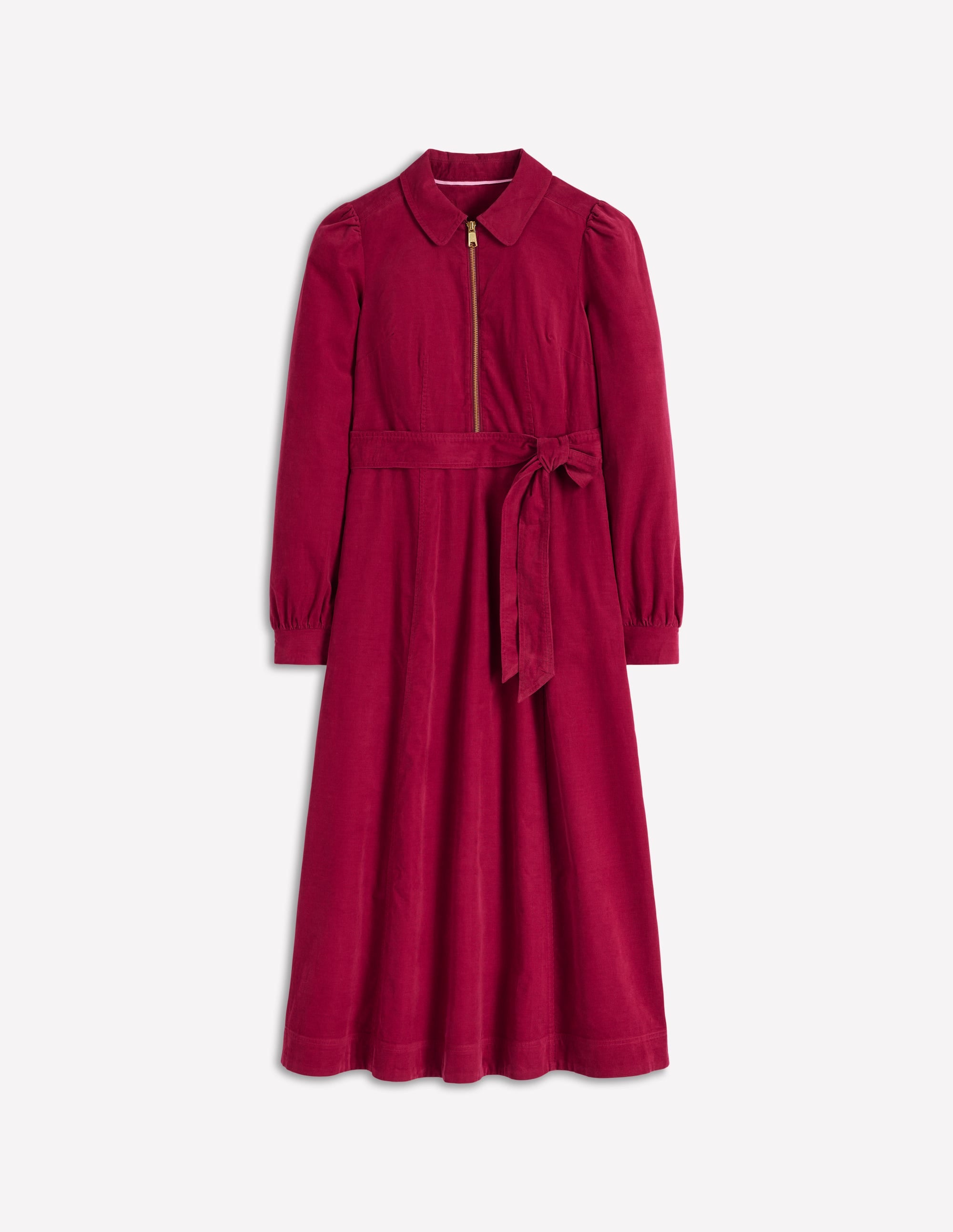 Robe midi Adelaide à zip en velours côtelé-Bordeaux - Image 6