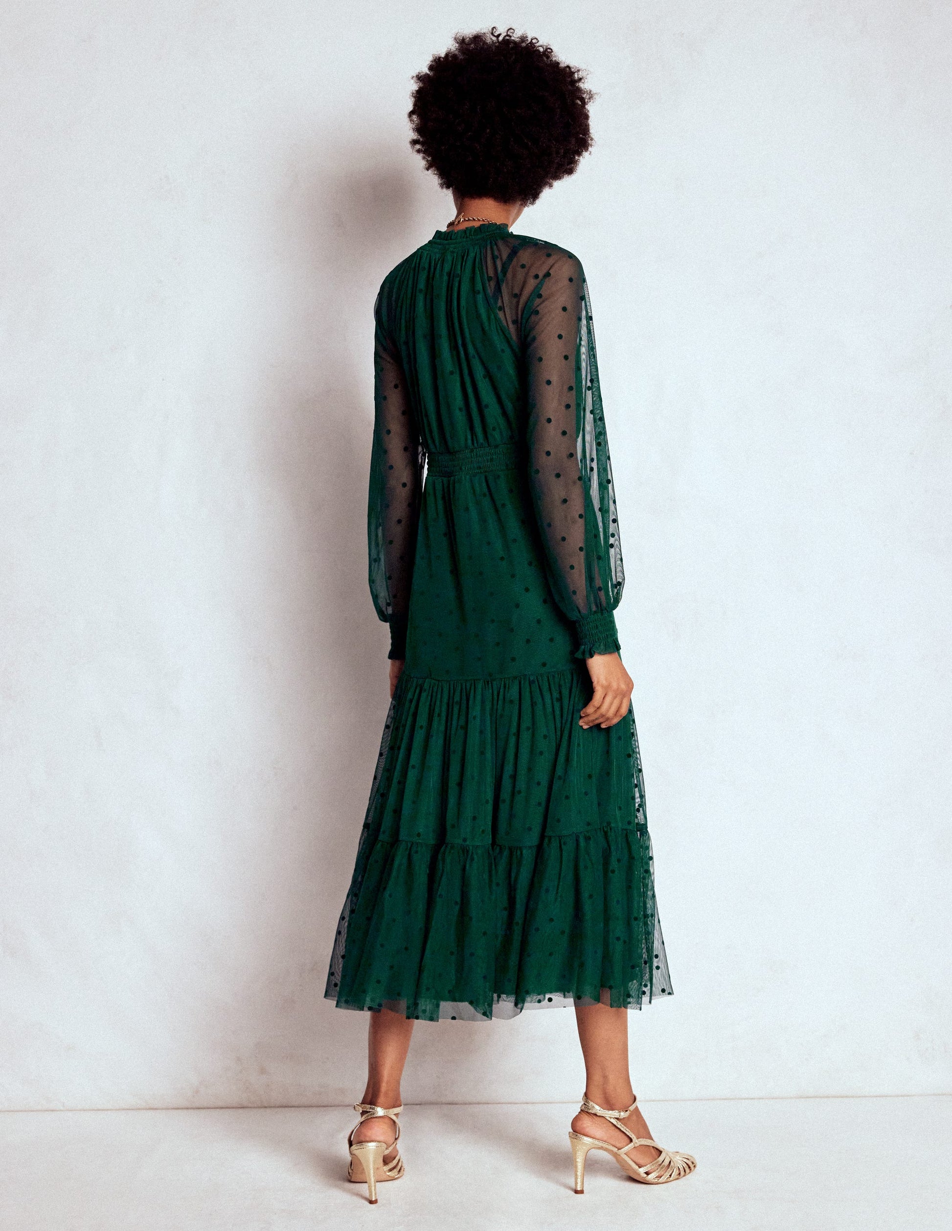 Robe midi Lucille en tulle-Émeraude nocturne-4