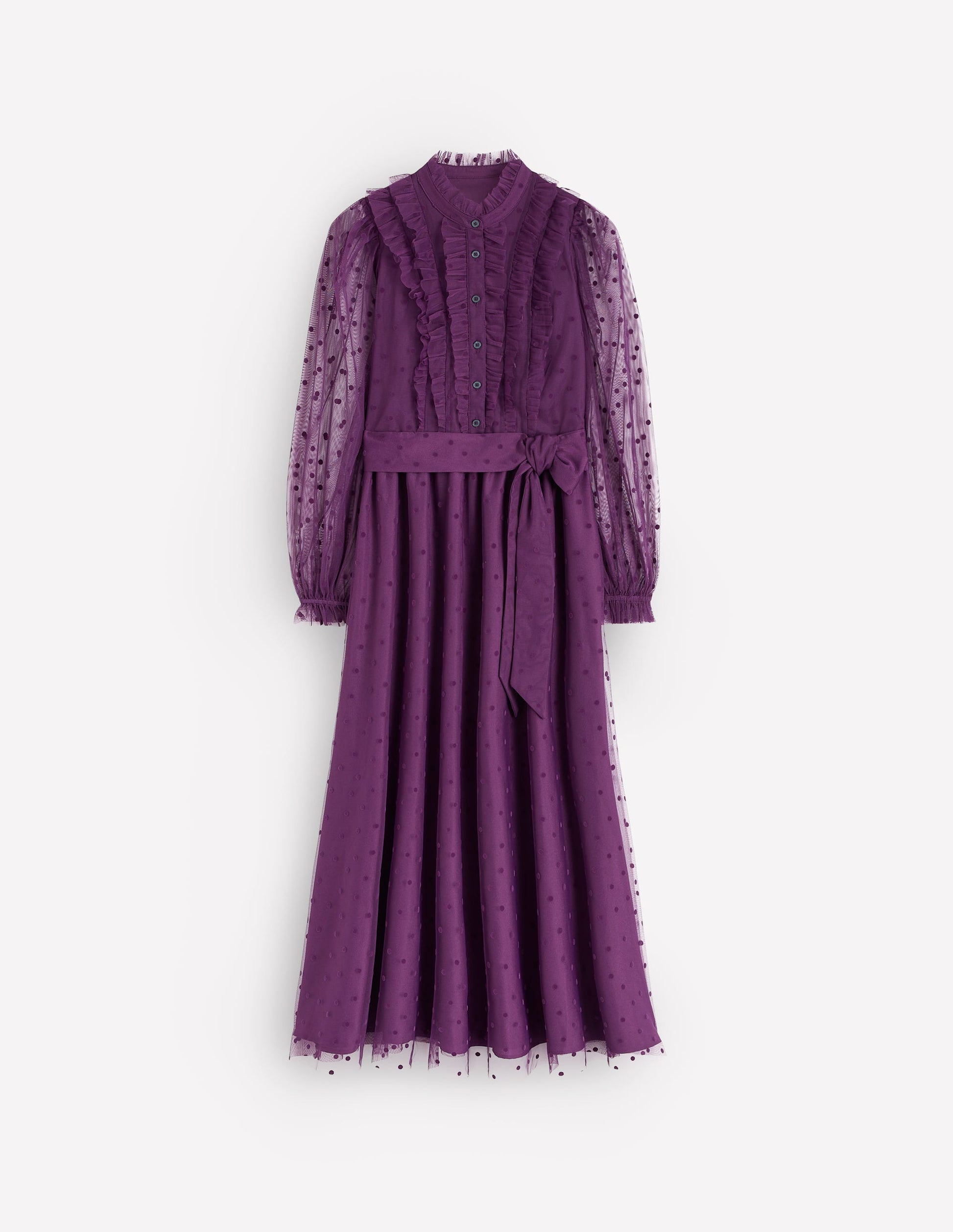 Robe longue volantée en tulle-Violet viola-6