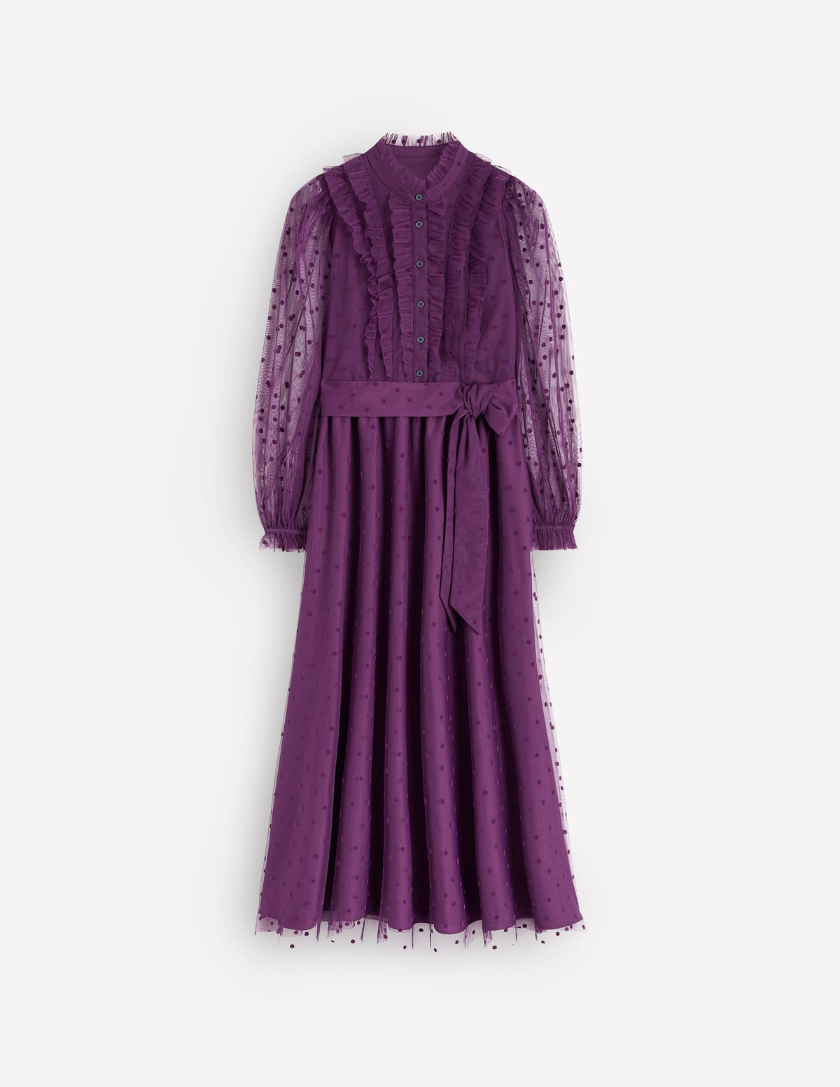 Tüll-Maxikleid mit Rüschen-Viola Violett - Image 6
