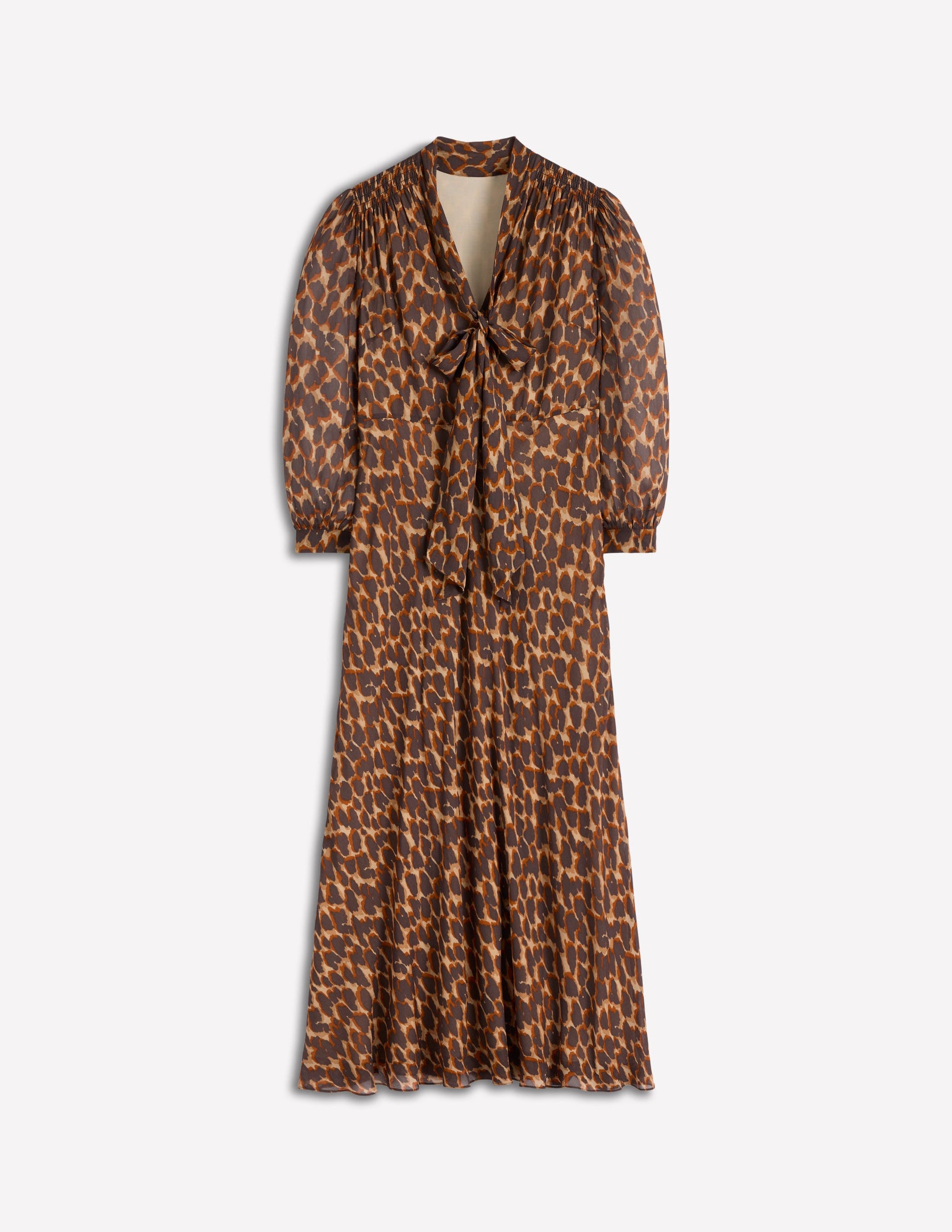 Robe Brooke style 40s avec liens à l'encolure-Sable, pois léopard abstraits-7