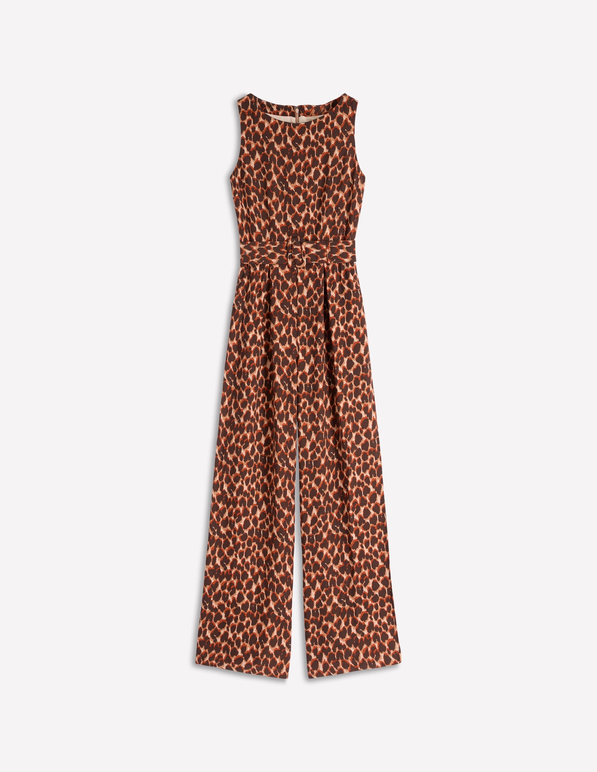 Gwen Jumpsuit mit U-Boot-Ausschnitt-Sand, Abstraktes Leopardenmuster-6