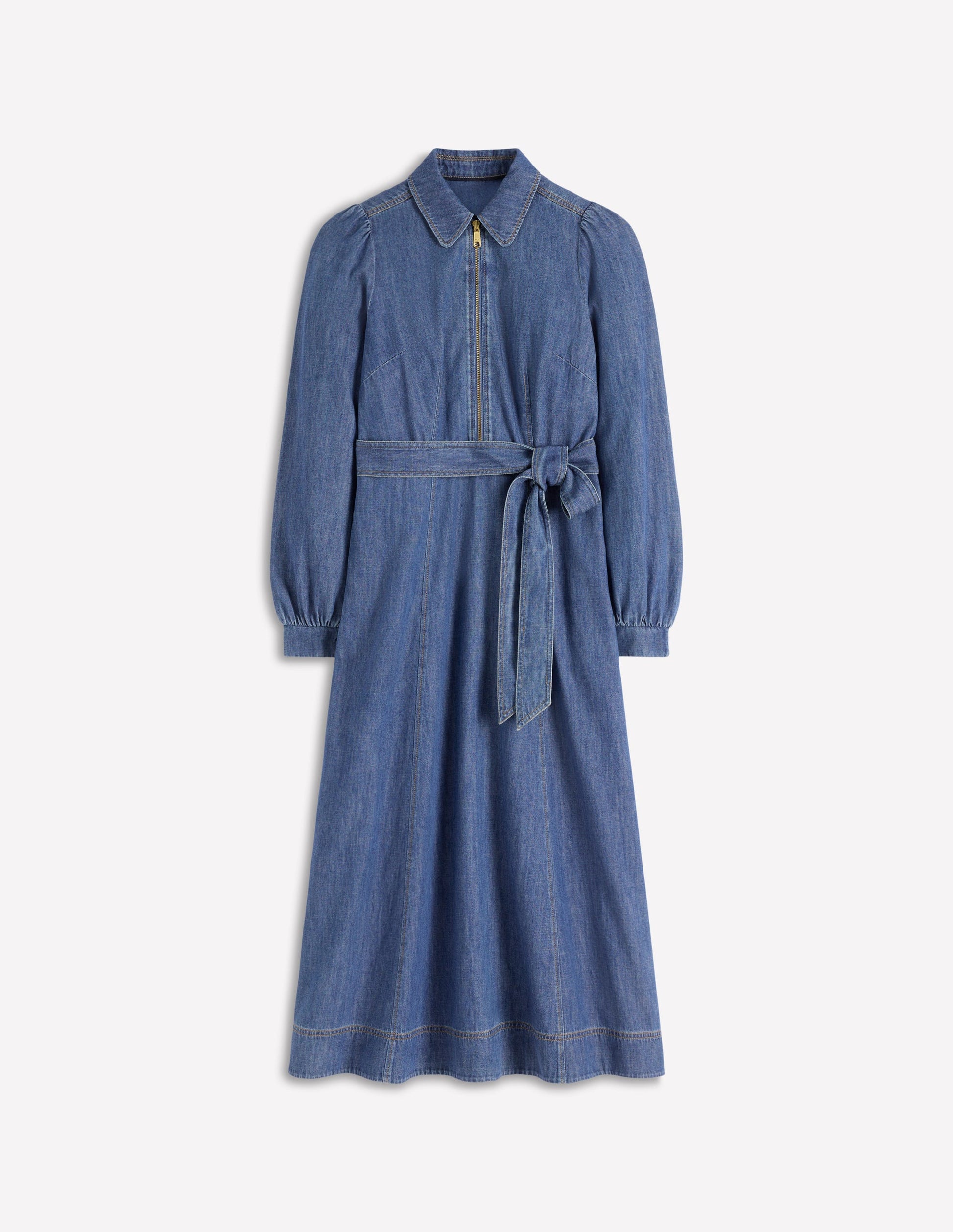 Adelaide Denim-Midikleid mit Reißverschluss-Mittlere Mischung Denim-6