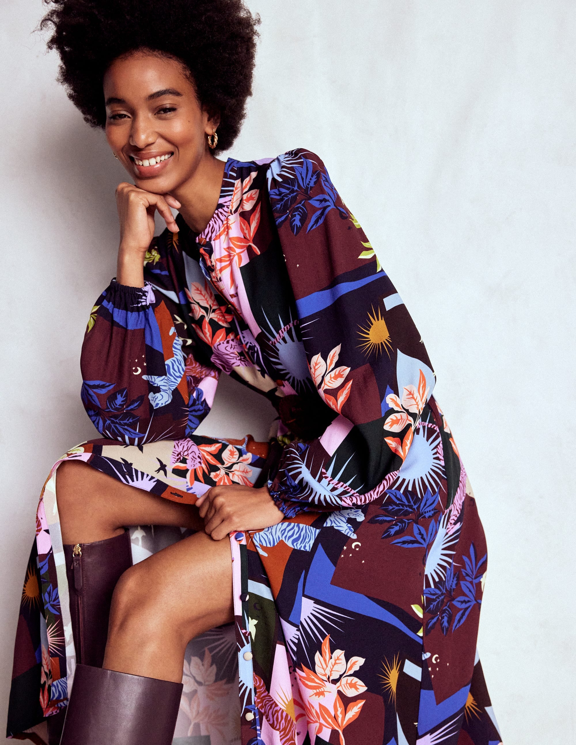 Robe-chemise longue de cérémonie Mae-Multi, motif Cosmic Savanna - Image 1