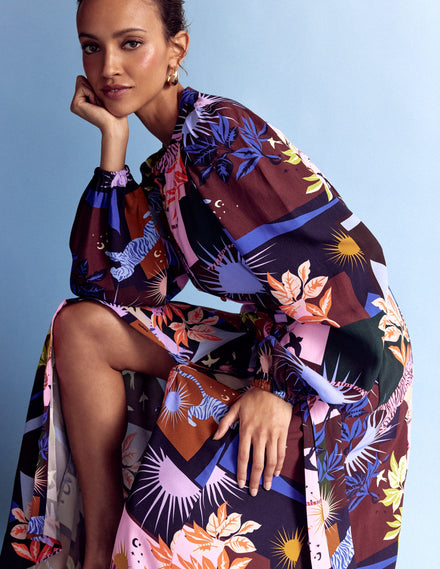 Robe-chemise longue de cérémonie Mae-Multi, motif Cosmic Savanna