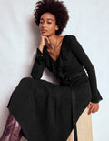Rippstrick-Kleid mit Rüschen-Schwarz