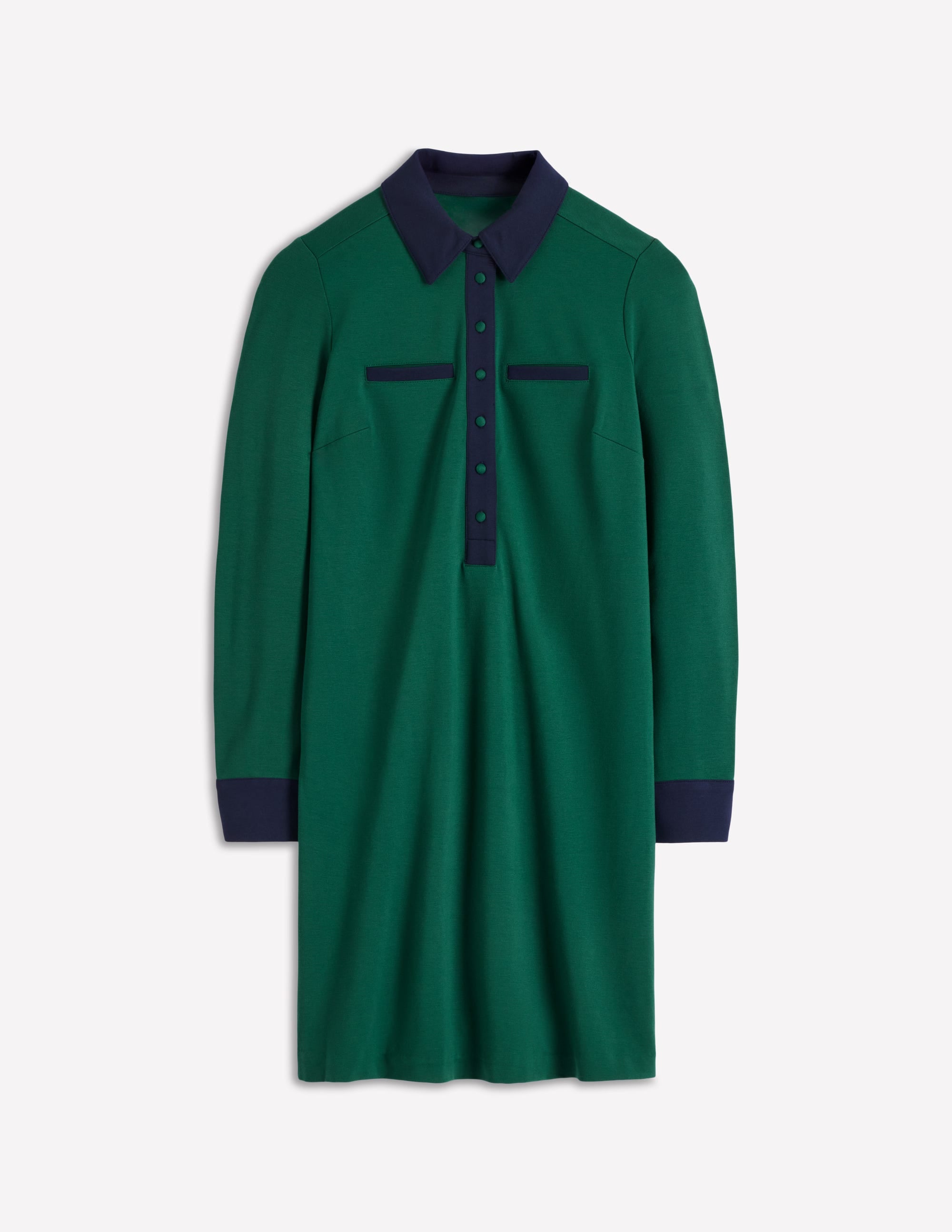 Robe Georgina en point de Rome-Vert et bleu marine - Image 6