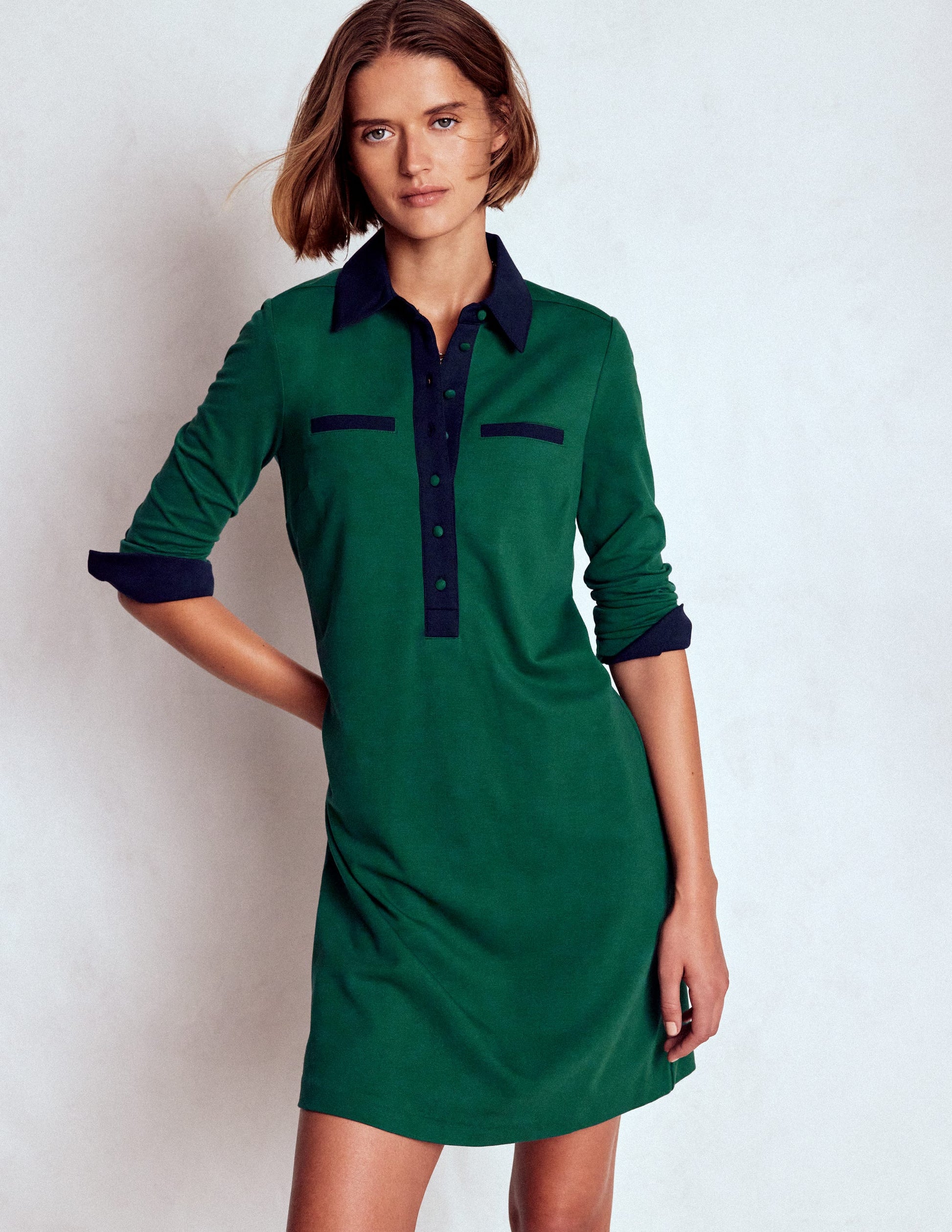 Georgina Ponte-Kleid-Grün und Marineblau-2