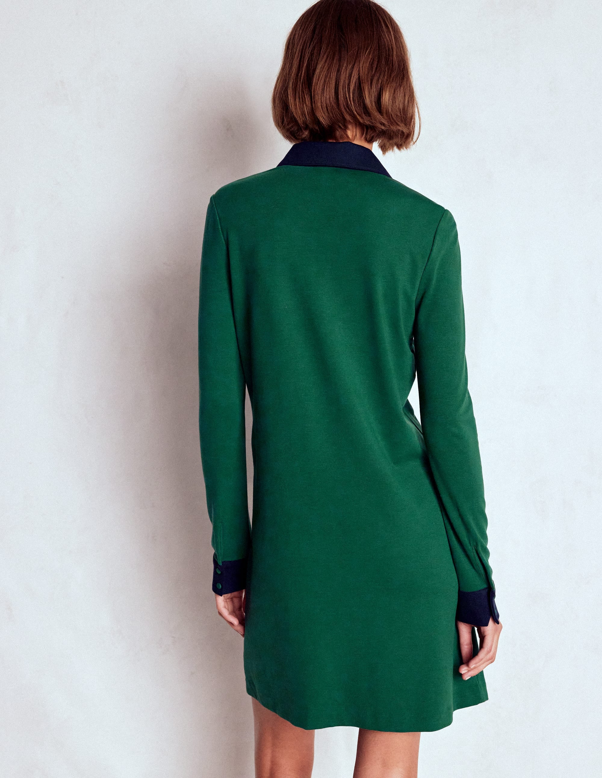 Robe Georgina en point de Rome-Vert et bleu marine - Image 3