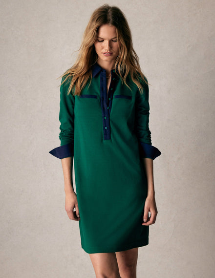 Georgina Ponte-Kleid-Grün und Marineblau
