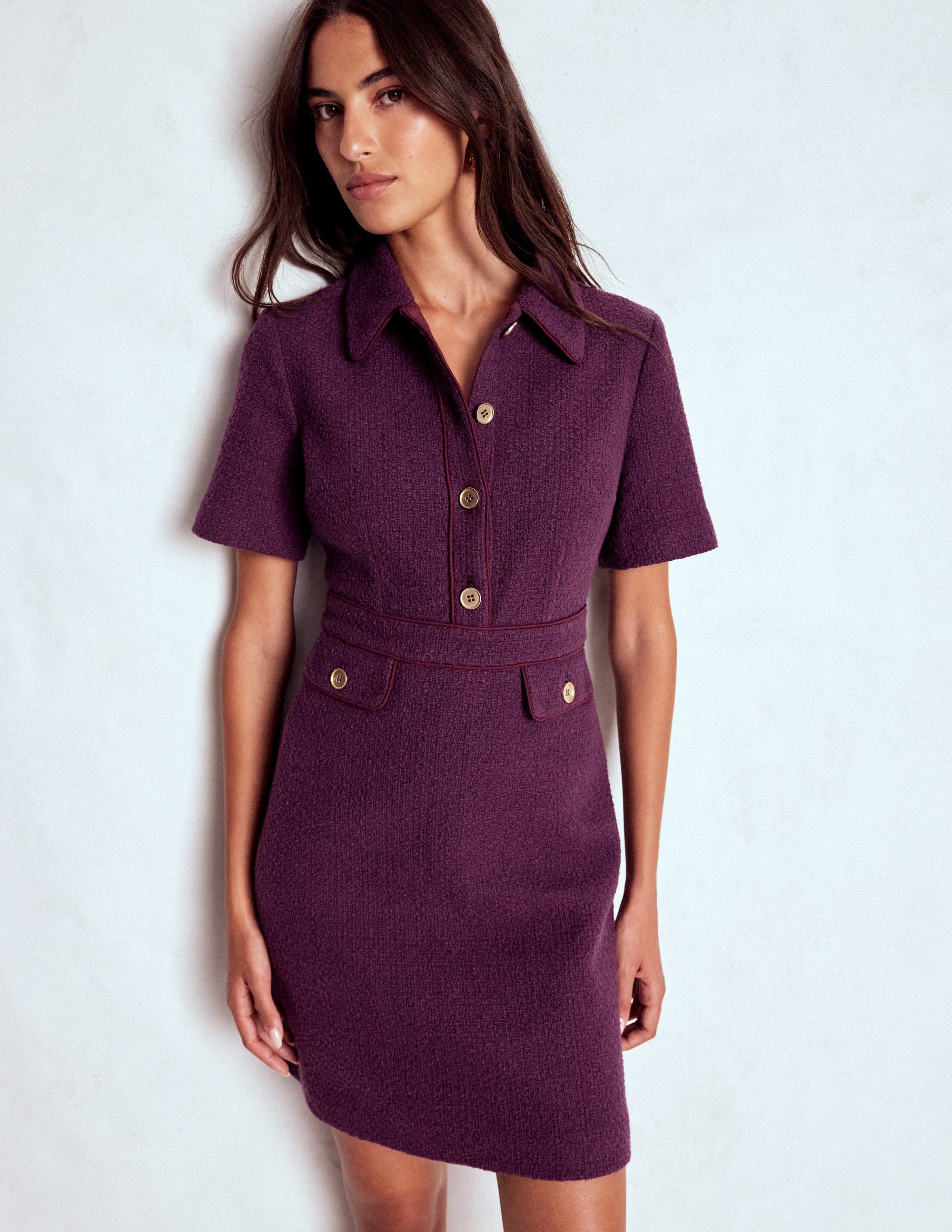 Eda Cotton Shift Dress-Plum Jam - Image 1
