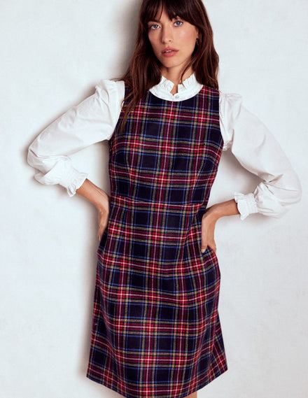 Robe droite Annie à carreaux-Carreaux bleu marine, verts et rouges