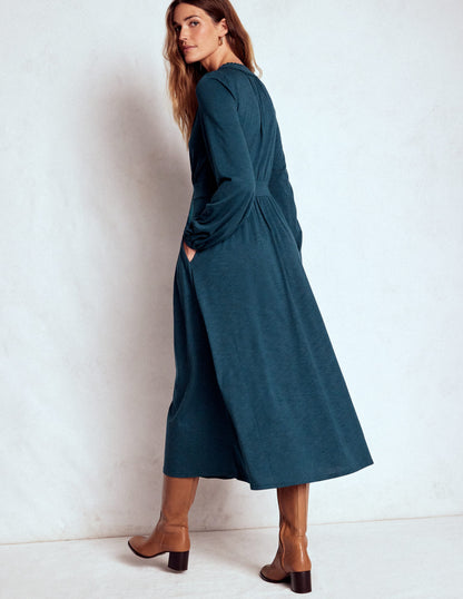 Maddie Midikleid mit Picot-Besatz-Mitternachtsblaugrün-4