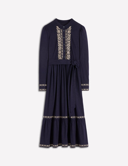 Edwina Jersey-Hemdblusenkleid-Marineblau-7
