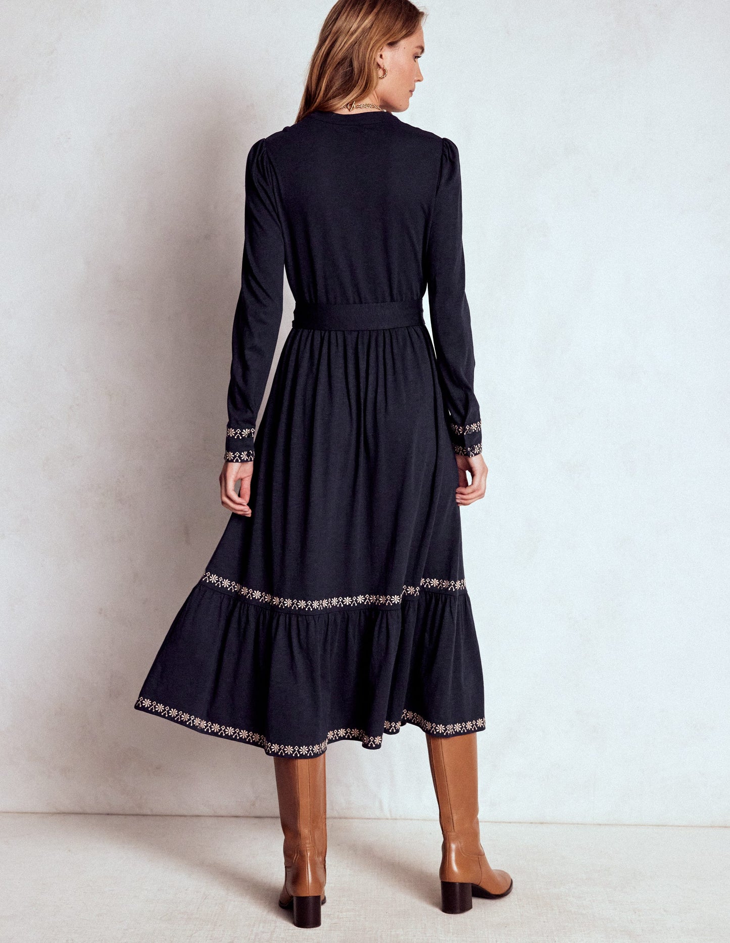 Edwina Jersey-Hemdblusenkleid-Marineblau