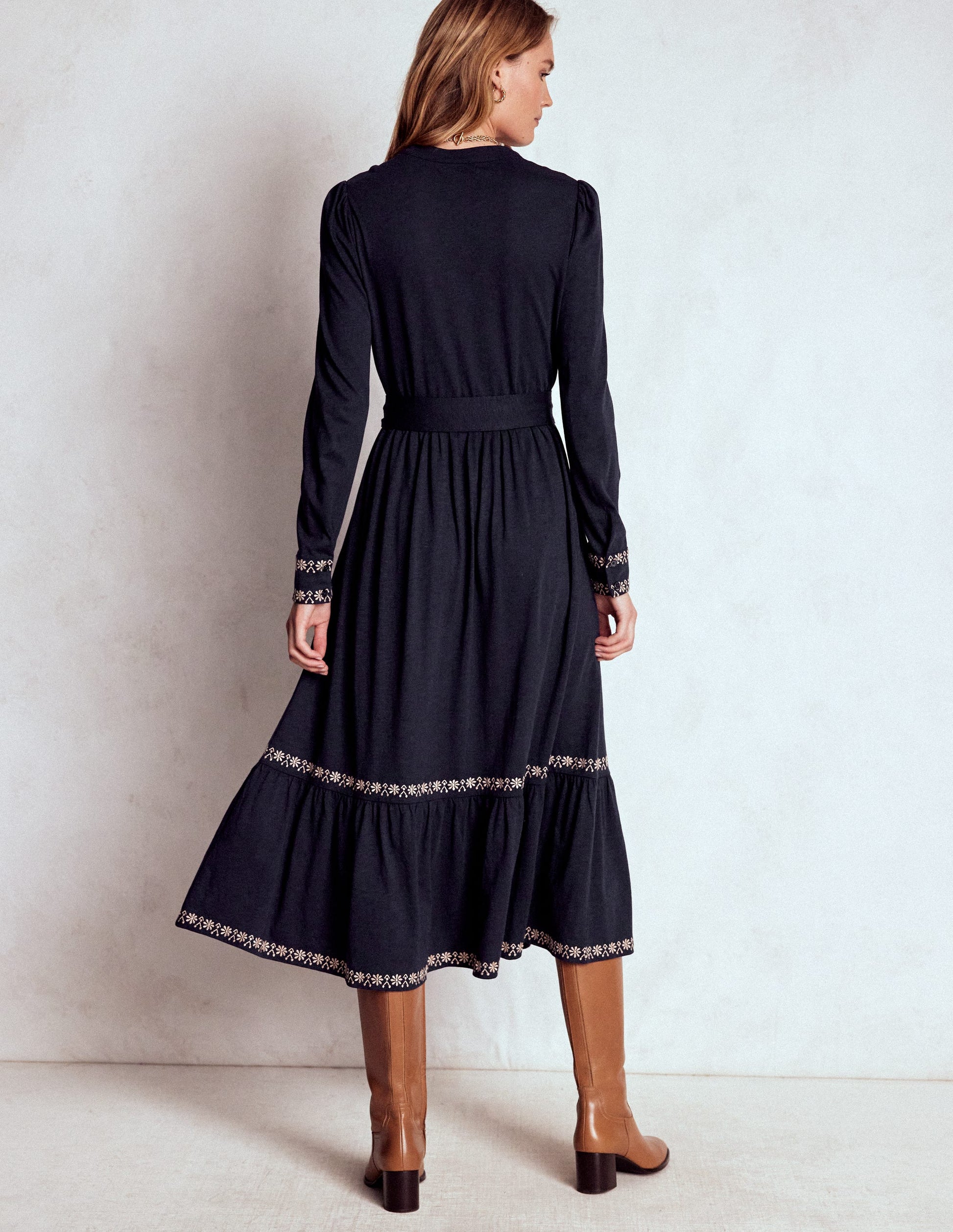 Edwina Jersey-Hemdblusenkleid-Marineblau-4