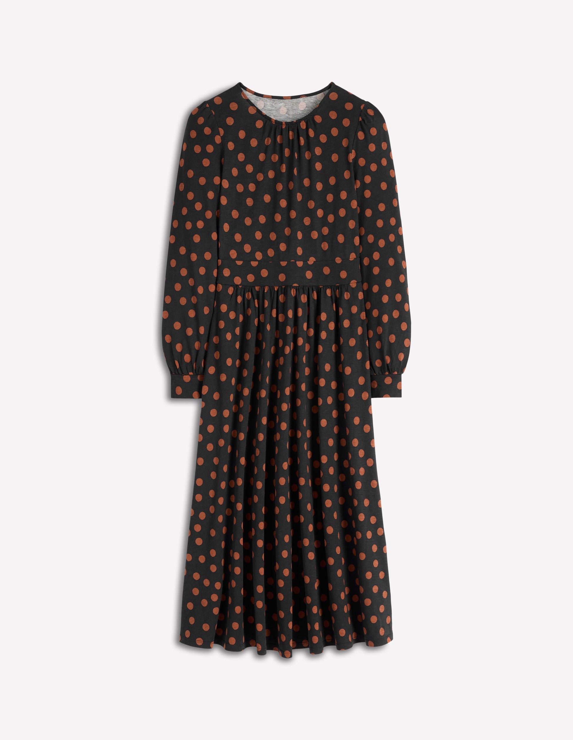 Alexandra Jersey-Midikleid-Schwarz, Tupfen in Schildpattoptik-6