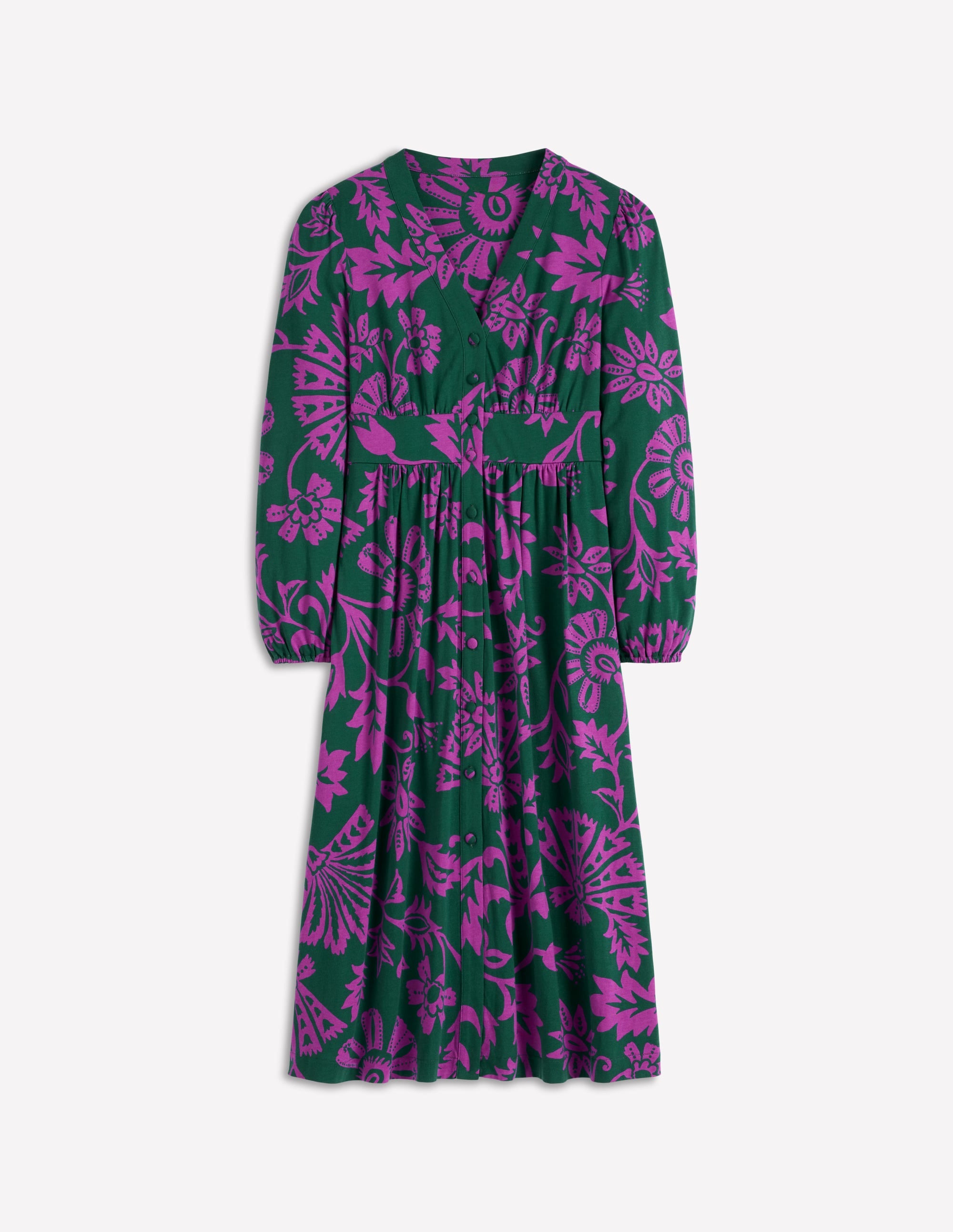 Natalia Long Sleeve Tea Dress-Emerald Night, Elaborate Vine - Image 6