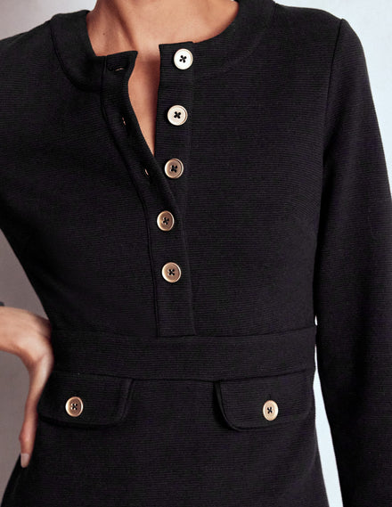 Robe Lavinia droite et boutonnée-Noir