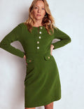 Robe Lavinia droite et boutonnée-Sapin vert