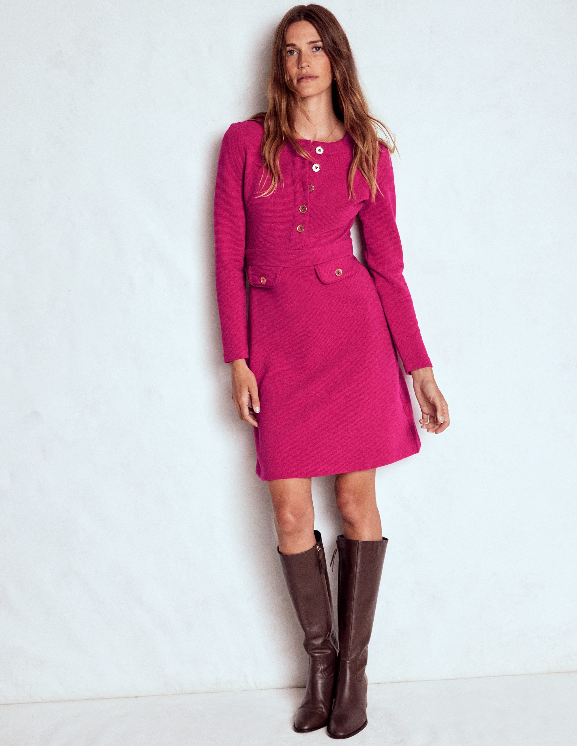 Lavinia Etuikleid mit Knöpfen-Kräftiges Rosa - Image 4