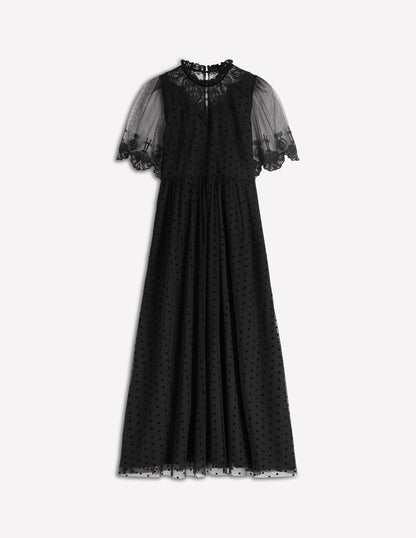Besticktes Tüll-Partykleid-Schwarz-8