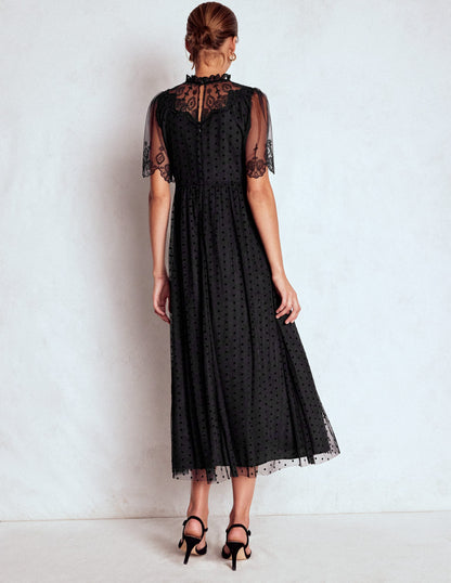 Besticktes Tüll-Partykleid-Schwarz-4
