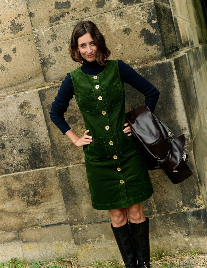 Evelyn Etuikleid aus Cord-Grüne Fichte