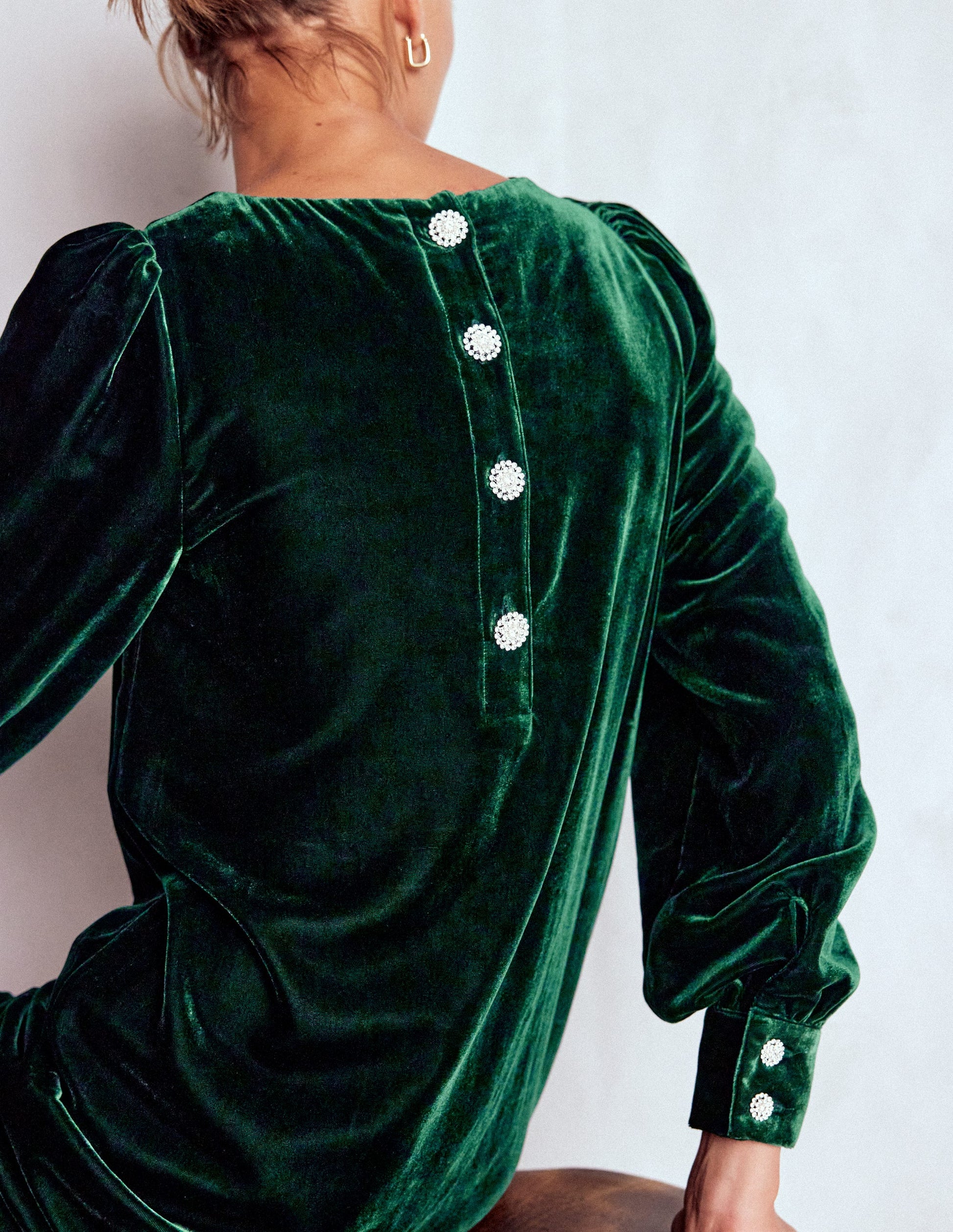 Estella Velvet Shift Dress-Emerald Night-2