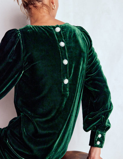 Estella Velvet Shift Dress-Emerald Night-2