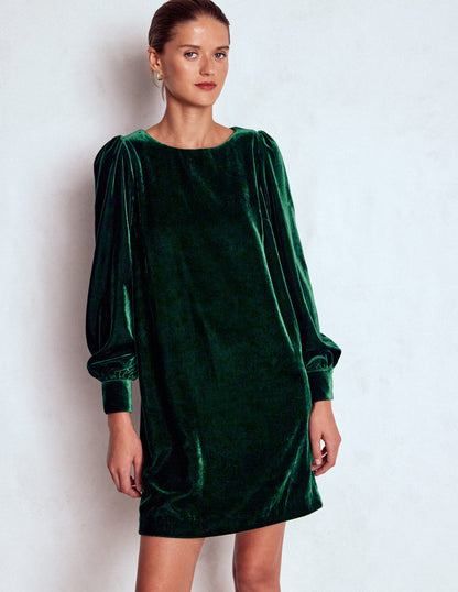 Estella Velvet Shift Dress-Emerald Night-4
