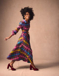 Vivienne Kariertes Midikleid-Bunt, Deckenkaro